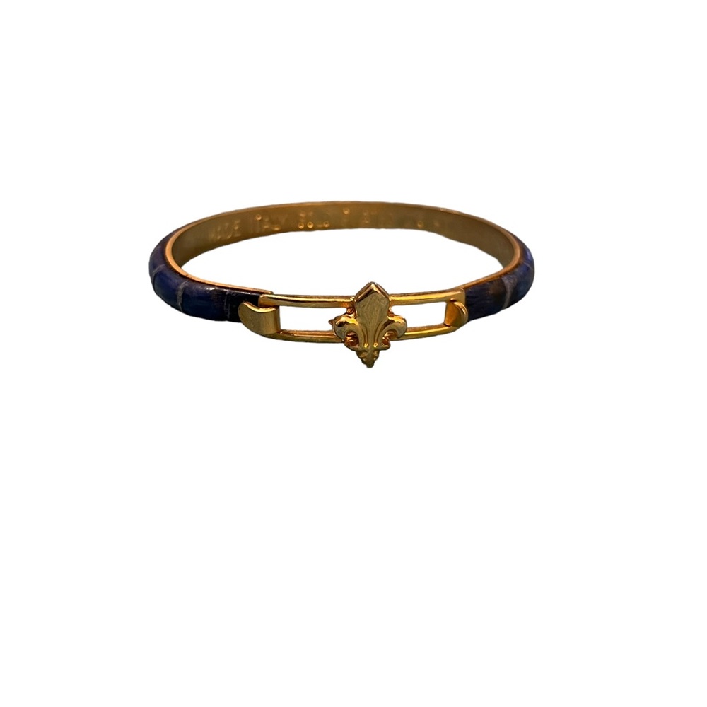 Made In Italy 24K Gold Plated Fleur De Lis Cuff Bangle Bracelet